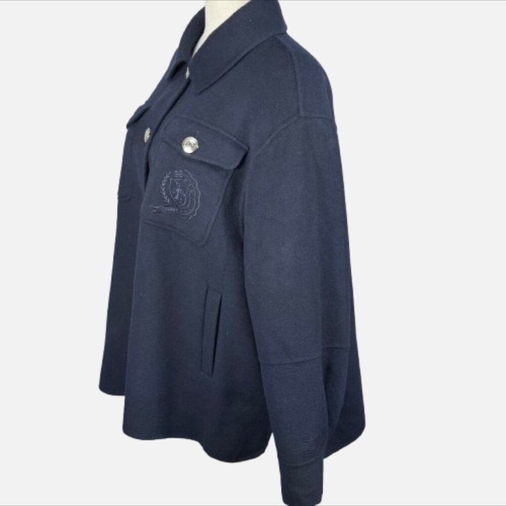 Tommy Hilfiger ICONS Wool Blend Navy Silver Crest Buttons Shacket Jacket (SZ 46) - Picture 4 of 16